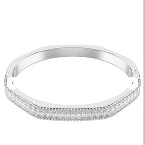 Swarovski Matrix Silver Pavé Crystal CZs Octagonal Bangle Bracelet